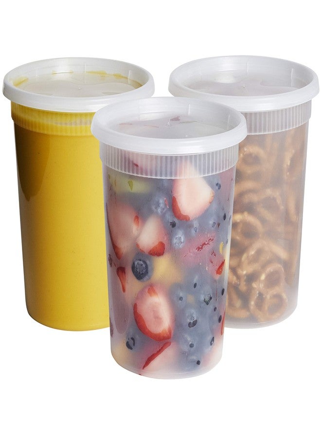 QQOUTLET Microwavable Hot and Cold Translucent Plastic Deli Food Storage Container with Lid, 32-Ounce (12-Pack, 32 Oz) - Image 2